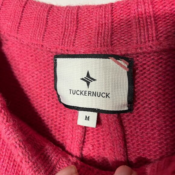 Tuckernuck Sweater Pink Wool Cashmere Chunky Cozy Knit Hi Lo Ribbed Sleeve Hem M - Picture 5 of 6